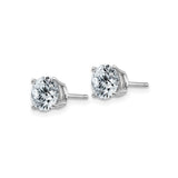 14k White Gold Stud Earrings with Moissanite, Round Cut Solitaire, Classic Four Prong Setting