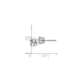 14k White Gold Stud Earrings with Moissanite, Round Cut Solitaire, Classic Four Prong Setting