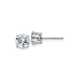 14k White Gold Solitaire Stud Earrings with Round Moissanite in Four Prong Setting