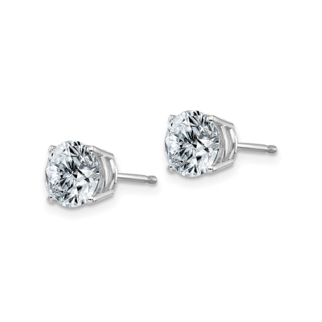 14k White Gold Solitaire Stud Earrings with Moissanite in Four Prong Setting