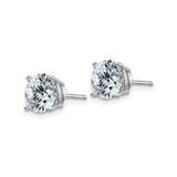 14k White Gold Stud Earrings with Round-Cut Moissanite in Solitaire Setting