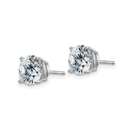 14k White Gold Stud Earrings with Round-Cut Moissanite in Solitaire Setting