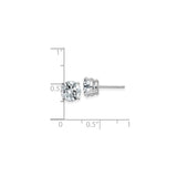 14k White Gold Stud Earrings with Round-Cut Moissanite in Solitaire Setting