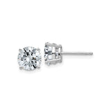14k White Gold Stud Earrings with Round-Cut Moissanite in Solitaire Setting