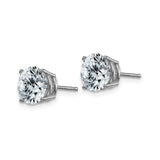 14k White Gold Stud Earrings with Round Moissanite in Solitaire Four-Prong Setting