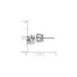 14k White Gold Stud Earrings with Round Moissanite in Solitaire Four-Prong Setting
