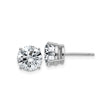 14k White Gold Stud Earrings with Round Moissanite in Solitaire Four-Prong Setting