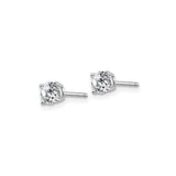 14k White Gold Solitaire Stud Earrings with Round Moissanite in Four Prong Setting