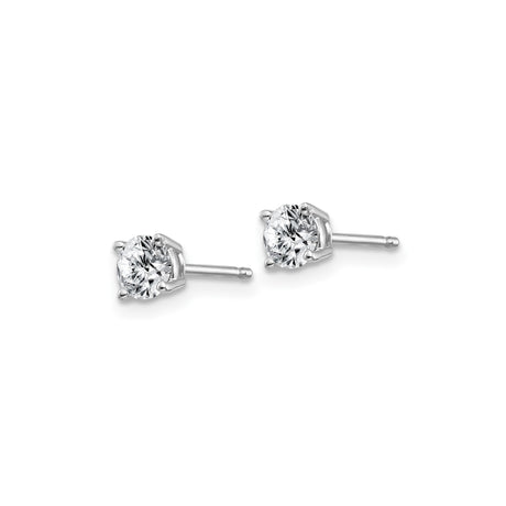 14k White Gold Solitaire Stud Earrings with Round Moissanite in Four Prong Setting