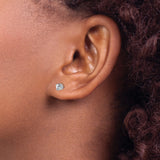 14k White Gold Stud Earrings with Round Moissanite, Solitaire Four Prong Setting