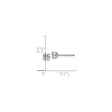 14k White Gold Stud Earrings with Round Moissanite, Solitaire Four Prong Setting