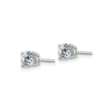 14k White Gold Stud Earrings with Round Brilliant Cut Moissanite, Classic Four Prong Solitaire Style