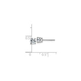 14k White Gold Solitaire Stud Earrings with Round Cut Moissanite in Four Prong Setting