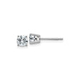 14k White Gold Stud Earrings with Round Brilliant Cut Moissanite, Classic Four Prong Solitaire Style