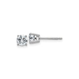 14k White Gold Stud Earrings with Round Brilliant Cut Moissanite, Classic Four Prong Solitaire Style