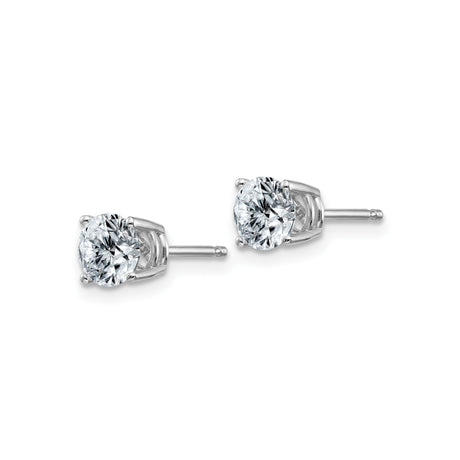14k White Gold Solitaire Stud Earrings with Round Moissanite in Four Prong Setting