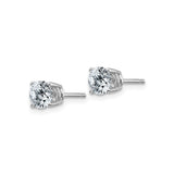 14k White Gold Stud Earrings with Round Moissanite in Classic Four Prong Setting