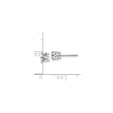 14k White Gold Solitaire Stud Earrings with Round Moissanite in Four Prong Setting