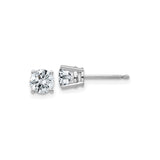 14k White Gold Stud Earrings with Round Moissanite in Classic Four Prong Setting