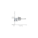 14k White Gold Moissanite Stud Earrings, Princess Cut, Four Prong Setting, Minimalist Design