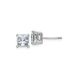14k White Gold Stud Earrings with Moissanite, Princess Cut Square in Classic Four Prong Setting