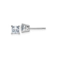 14k White Gold Stud Earrings with Princess Cut Moissanite in Four-Prong Setting