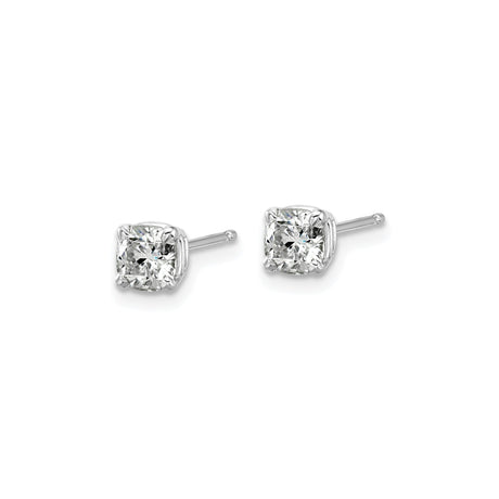 14k White Gold Stud Earrings with Round Cut Moissanite in Prong Setting