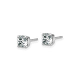 14k White Gold Stud Earrings with Round Moissanite, Solitaire Four-Prong Minimalist Design