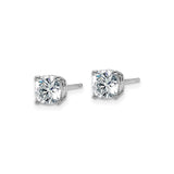 14k White Gold Solitaire Stud Earrings with Round Cut Moissanite, Classic Minimalist Style