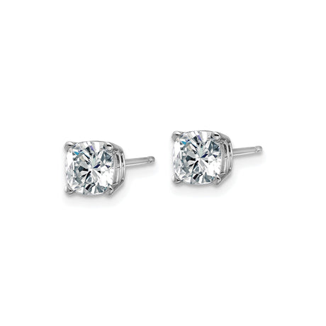 14k White Gold Solitaire Stud Earrings with Round Cut Moissanite, Classic Minimalist Style