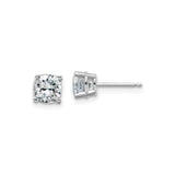 14k White Gold Moissanite Stud Earrings, Round Solitaire Prong Set