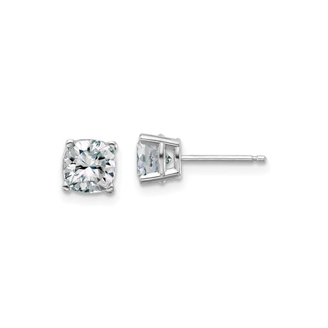 14k White Gold Solitaire Stud Earrings with Round Cut Moissanite, Classic Minimalist Style