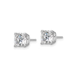 14k White Gold Cushion Cut Moissanite Stud Earrings in Four Prong Setting for Women
