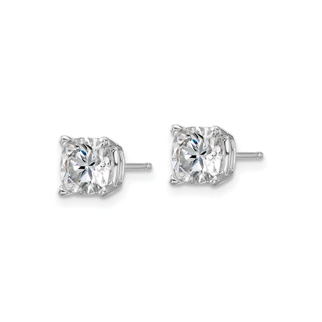 14k White Gold Cushion Cut Moissanite Stud Earrings in Four Prong Setting for Women
