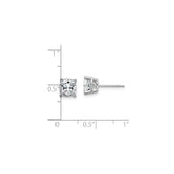 14k White Gold Cushion Cut Moissanite Stud Earrings in Four Prong Setting for Women