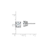 14k White Gold Cushion Cut Solitaire Stud Earrings with Moissanite Gemstones
