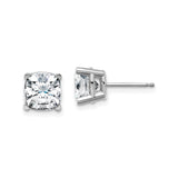 14k White Gold Cushion Cut Solitaire Stud Earrings with Moissanite Gemstones