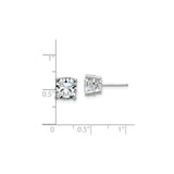 14k White Gold Cushion Cut Stud Earrings with Moissanite, Four Prong Solitaire Design