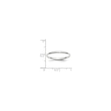 10k White Gold Domed wedding band ring shown for scale