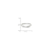 14k White Gold Domed wedding band ring shown for scale