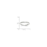 10k White Gold Domed wedding band ring shown for scale