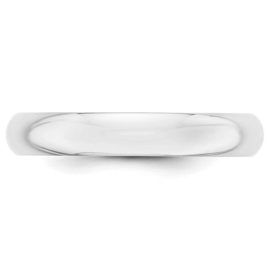 14K White Gold Half-Round Domed Wedding Band, 4mm Solid Ring