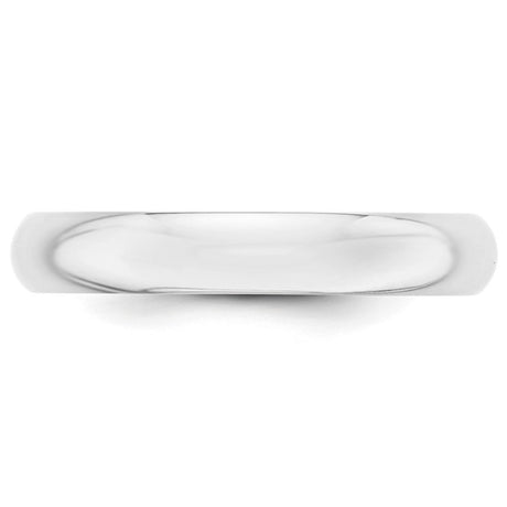 14K White Gold Half-Round Domed Wedding Band, 4mm Solid Ring
