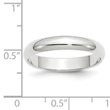 14K White Gold Half-Round Domed Wedding Band, 4mm Solid Ring