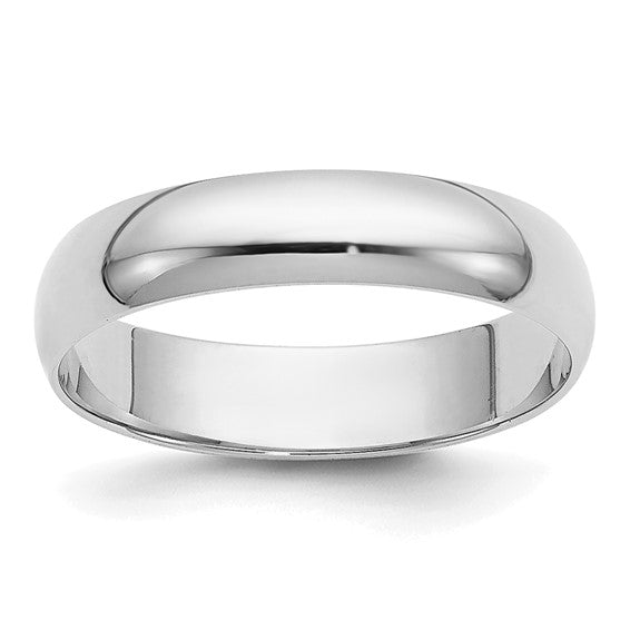 14K White Gold Half-Round Domed Wedding Band, 4mm Solid Ring
