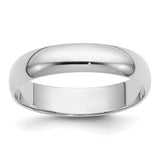 14K White Gold Half-Round Domed Wedding Band, 4mm Solid Ring