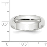 14K White Gold Half-Round Domed Wedding Band, 5mm Wide, Classic Comfort-Fit No Stone