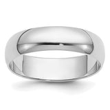 14K White Gold Half-Round Domed Wedding Band, 5mm Wide, Classic Comfort-Fit No Stone