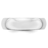 14K White Gold Half Round Wedding Band No Stone Domed 6mm Classic Bridal Ring