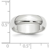 14K White Gold Half Round Wedding Band No Stone Domed 6mm Classic Bridal Ring